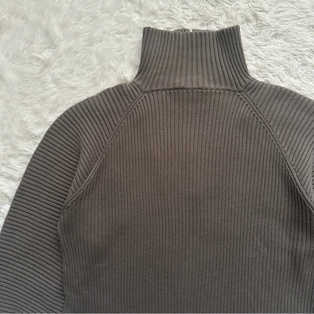 Varley Sweater Reid Half-Zip Knit Pullover Balloon Sleeves Boxy Gravity Sage M - Picture 7 of 14